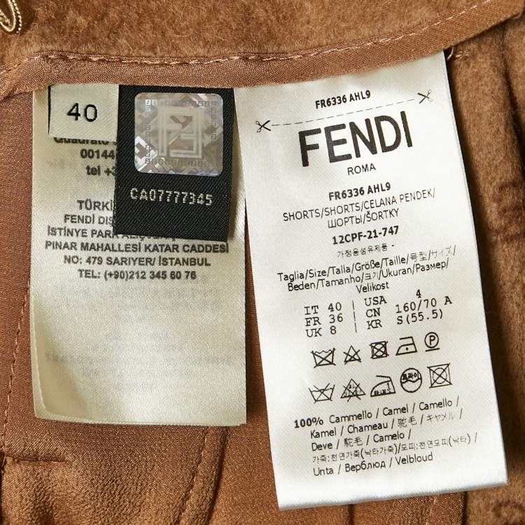 Pre Owned Fendi Beige Camel Felt Pleated Shorts S