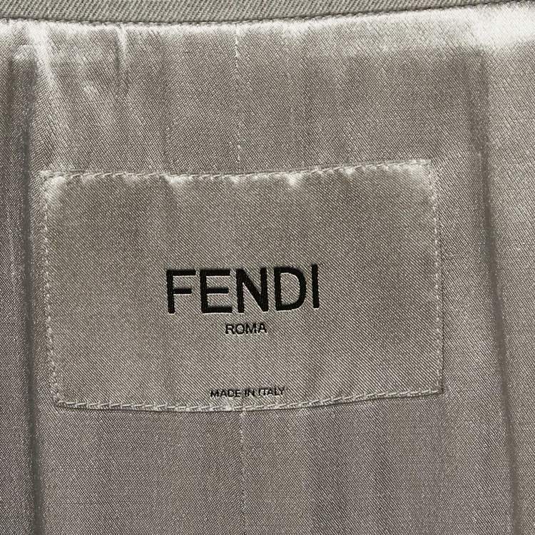 Pre Owned Fendi Grey Wool Zipper Detail Pencil Skirt M