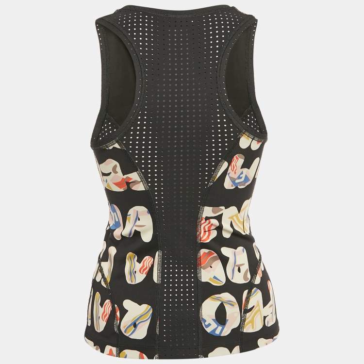 Pre Owned Fendi Black Printed Technical Jersey Tank Top S