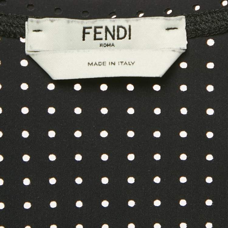 Pre Owned Fendi Black Printed Technical Jersey Tank Top S