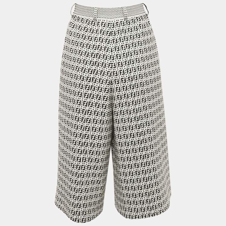 Pre Owned Fendi Black/Wite Zucca Stretch Knit Culottes M