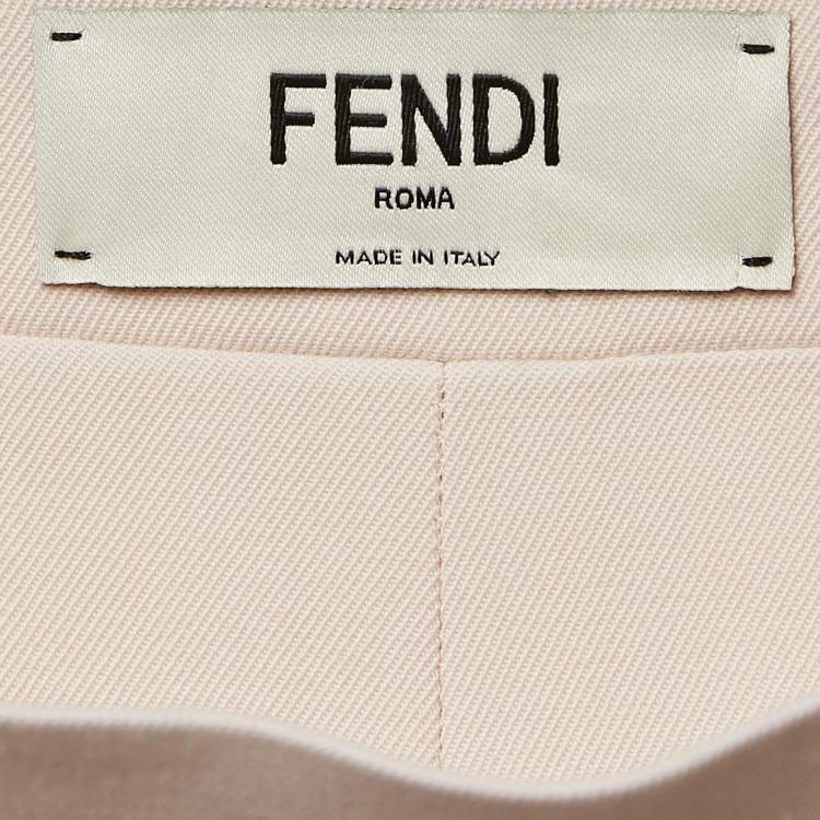 Pre Owned Fendi Light Pink Gabardine Zip-Up Midi Skirt S