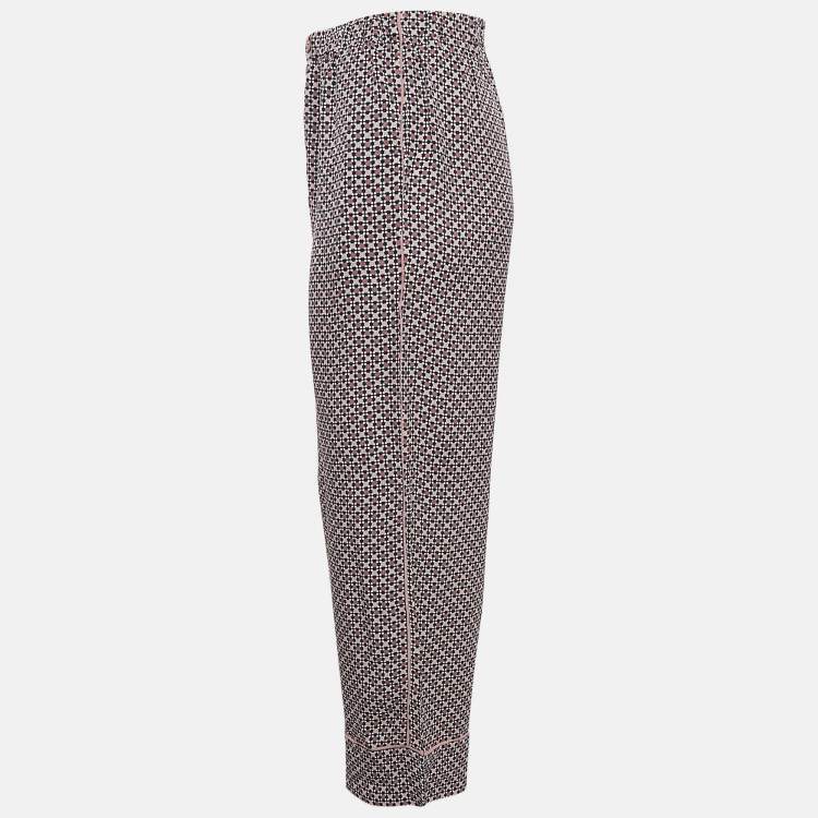 Pre Owned Fendi Multicolor Printed Silk Straight Leg Pants S