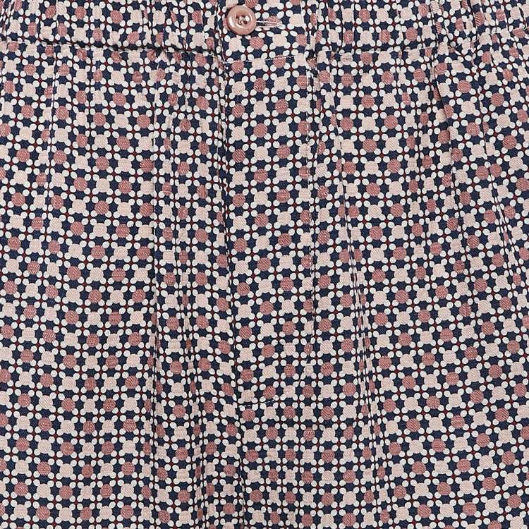 Pre Owned Fendi Multicolor Printed Silk Straight Leg Pants S