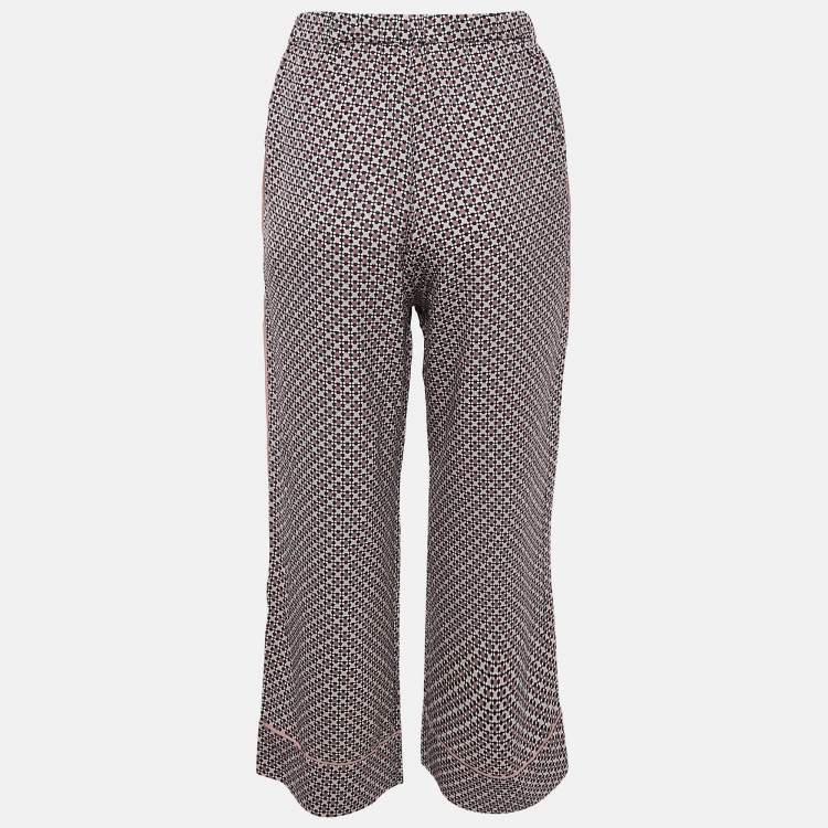 Pre Owned Fendi Multicolor Printed Silk Straight Leg Pants S