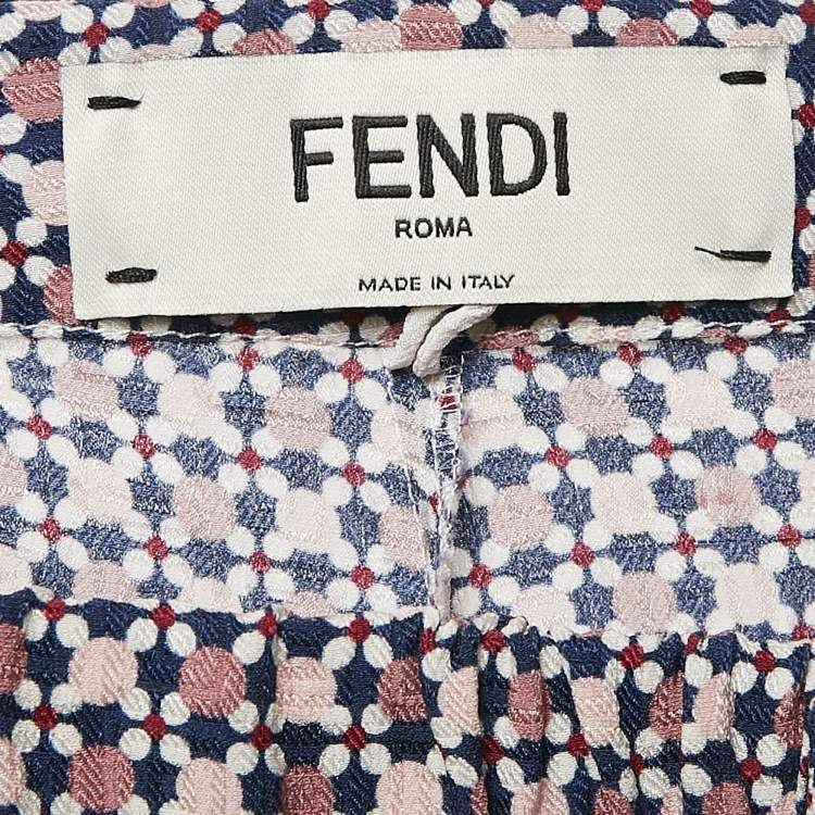 Pre Owned Fendi Multicolor Printed Silk Straight Leg Pants S