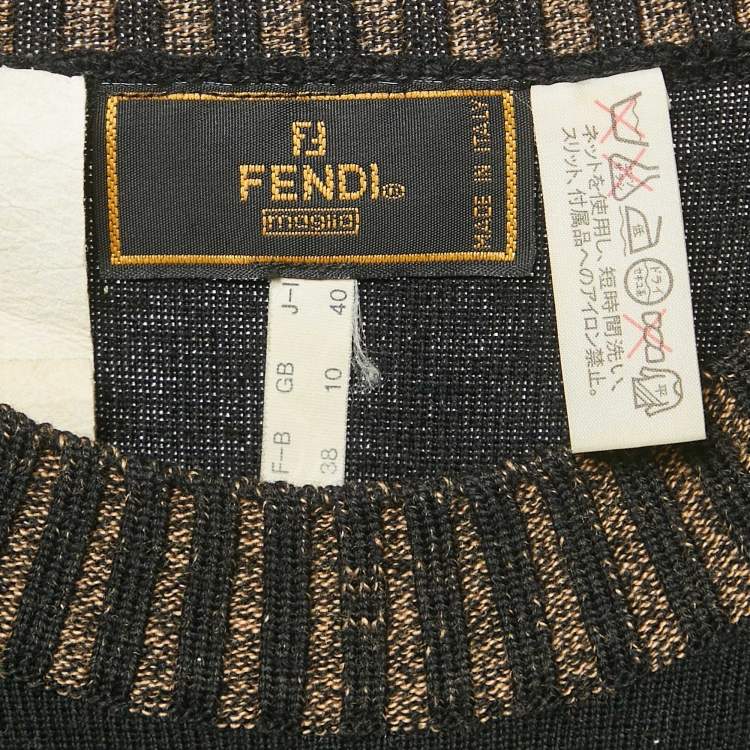 Pre Owned Fendi Black Stretch Knit Top and Cardigan Set S