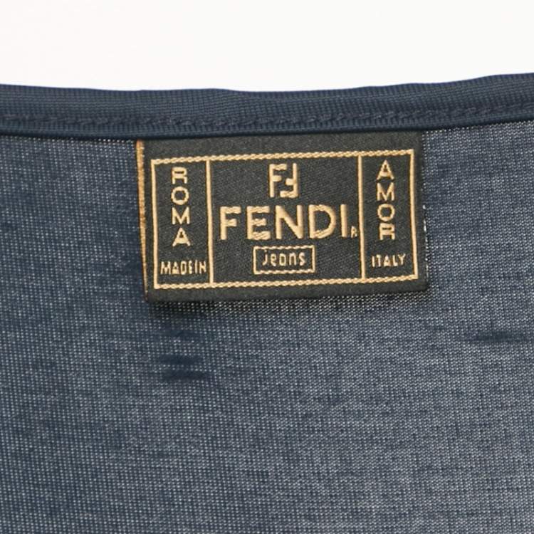 Pre Owned Fendi Navy Blue Jersey Tie-Up Detail Wrap Skirt M