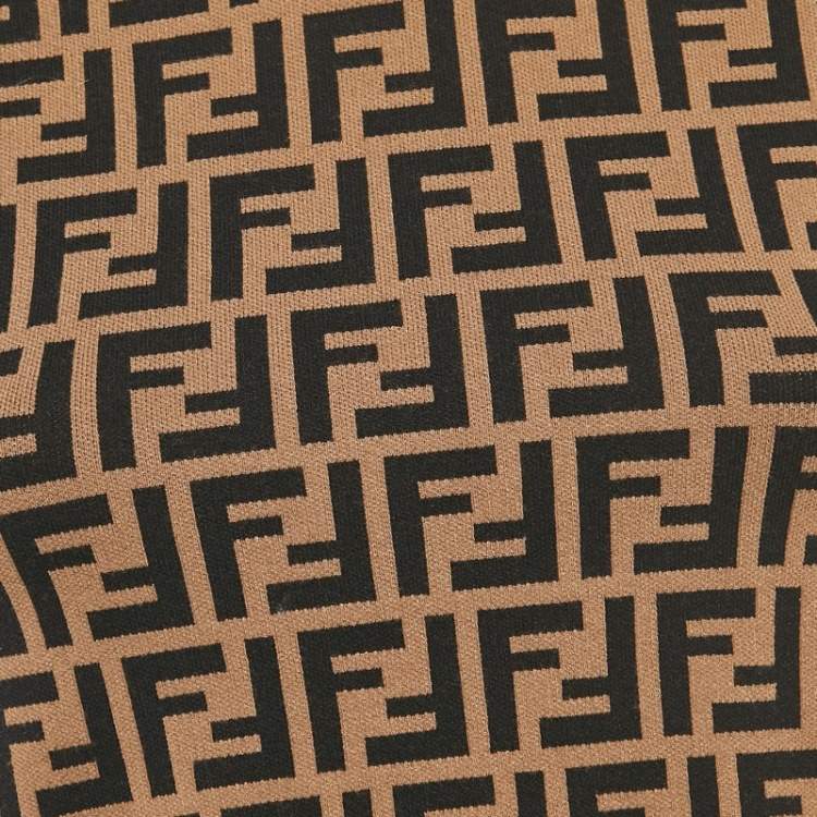 Pre Owned Fendi Brown FF Patterned  Knit Jumper XS