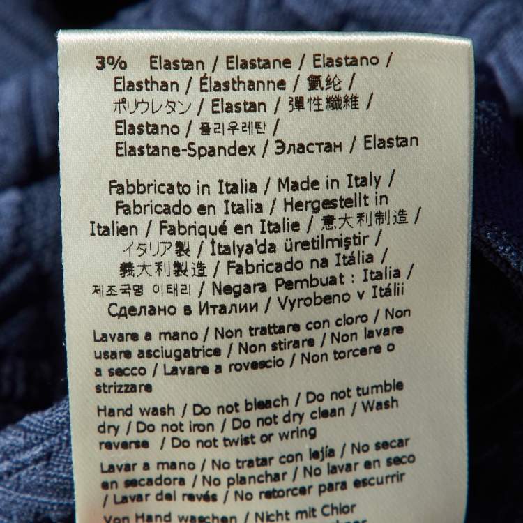 Pre Owned Fendi Navy Blue FF Logo Jacquard Knit Leggings S