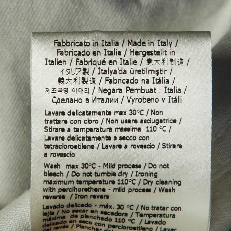 Pre Owned Fendi Grey Cotton FF Pocket Detail Half Placket Top S
