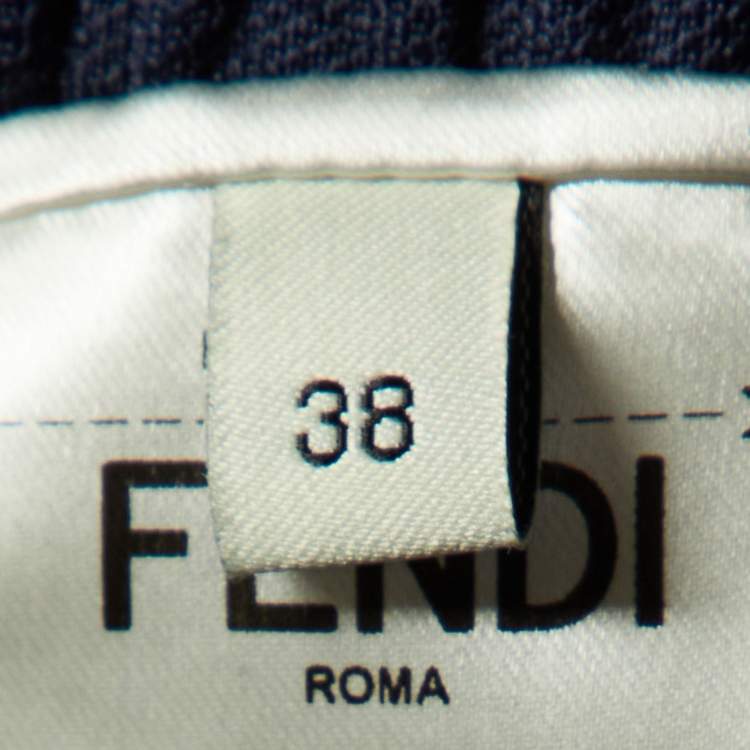 Pre Owned Fendi Navy Blue Jersey Cropped Hoodie & Trousers Set S