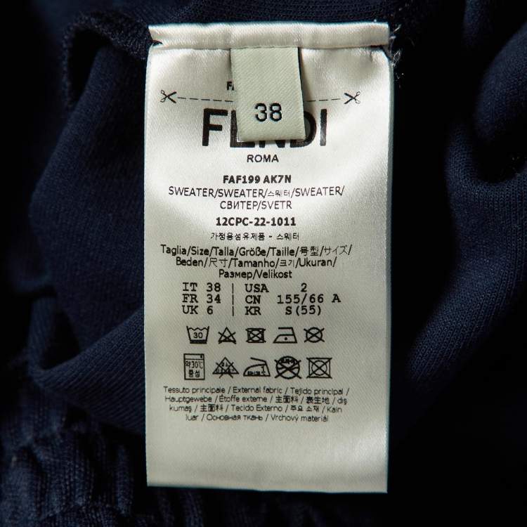 Pre Owned Fendi Navy Blue Jersey Cropped Hoodie & Trousers Set S