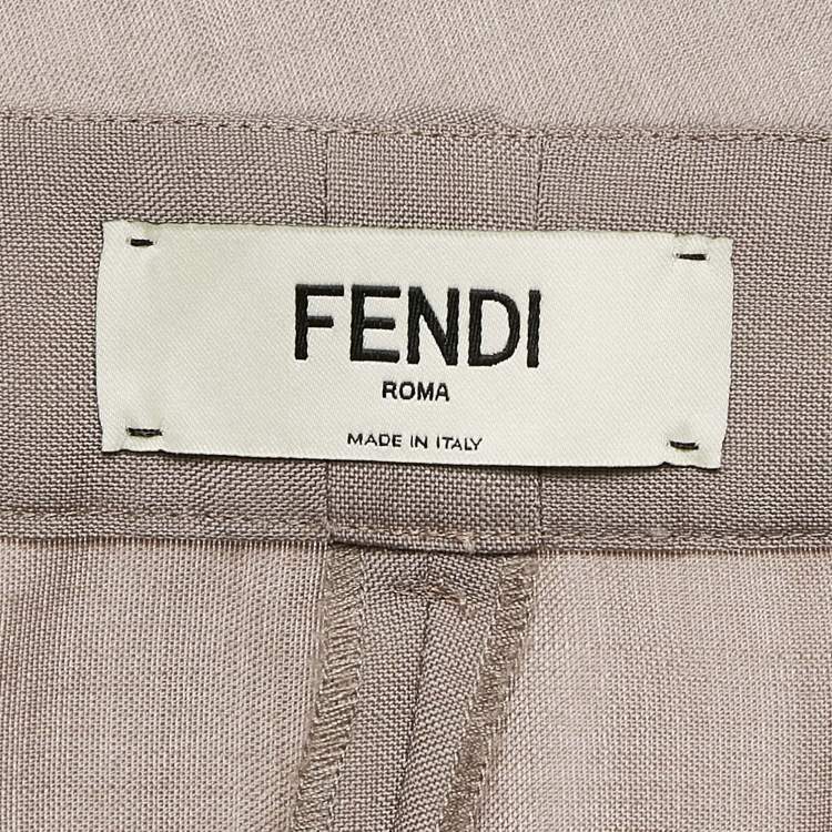 Pre Owned Fendi Beige Wool Blend Folded Waist Tapered Trousers XS