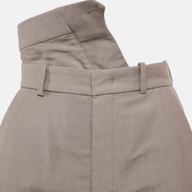 Pre Owned Fendi Beige Wool Blend Folded Waist Tapered Trousers XS