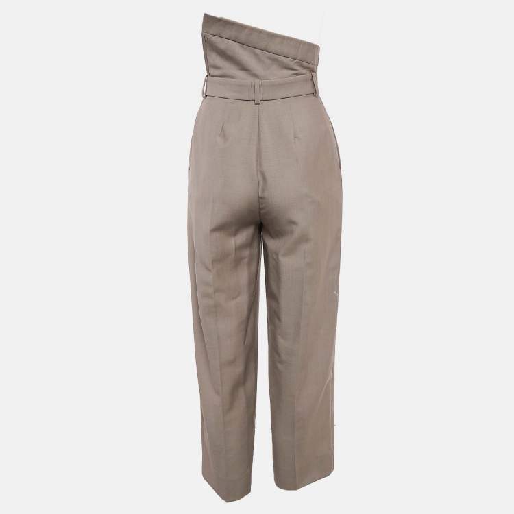Pre Owned Fendi Beige Wool Blend Folded Waist Tapered Trousers XS