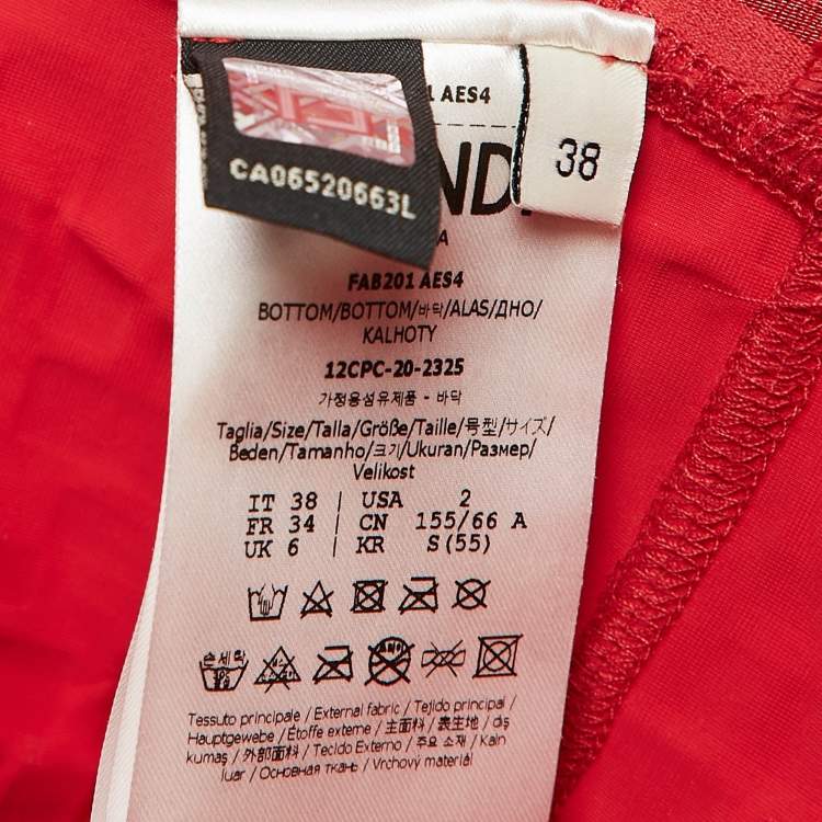 Pre Owned Fendi Red Zucca Print Jersey Biker Shorts S