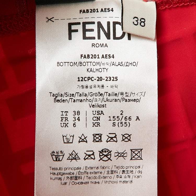 Pre Owned Fendi Red Zucca Print Jersey Biker Shorts S