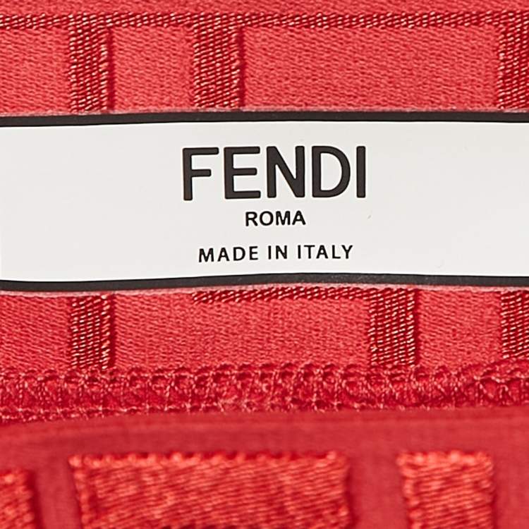 Pre Owned Fendi Red Zucca Print Jersey Biker Shorts S