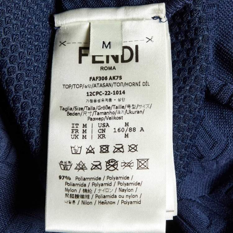 Pre Owned Fendi Navy Blue FF Logo Jersey Crop Top & Leggings Set S/M 