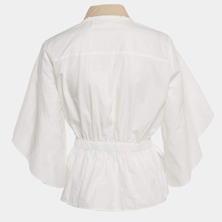 Pre Owned Fendi White Cotton Button Front Blouse M