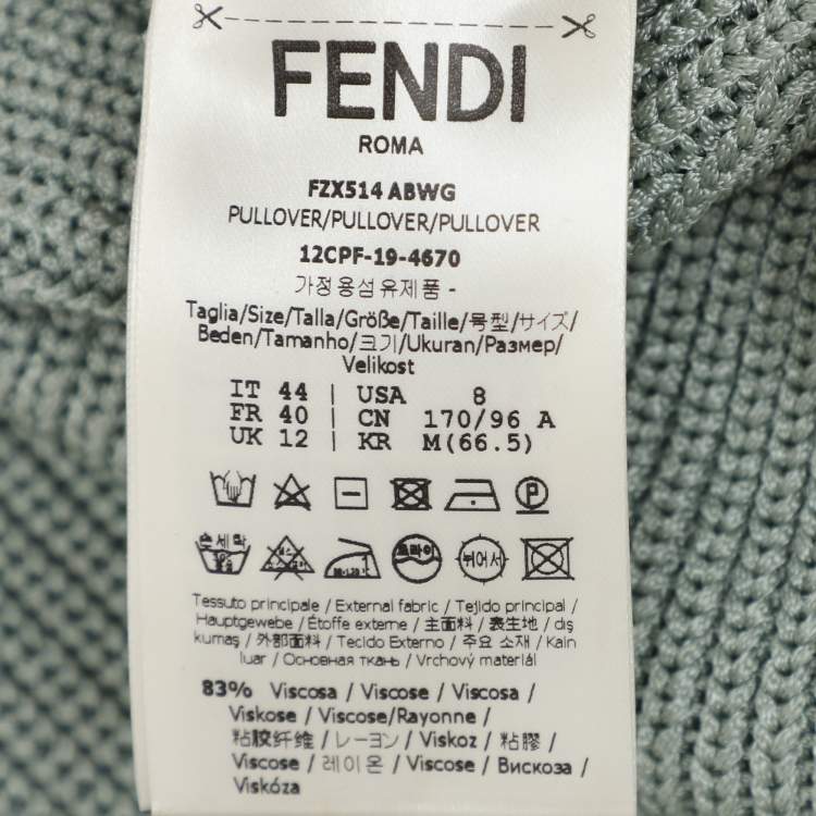 مملوكة مسبقًا Fendi Mint Blue Knit High Neck Half Sleeve T-Shirt M