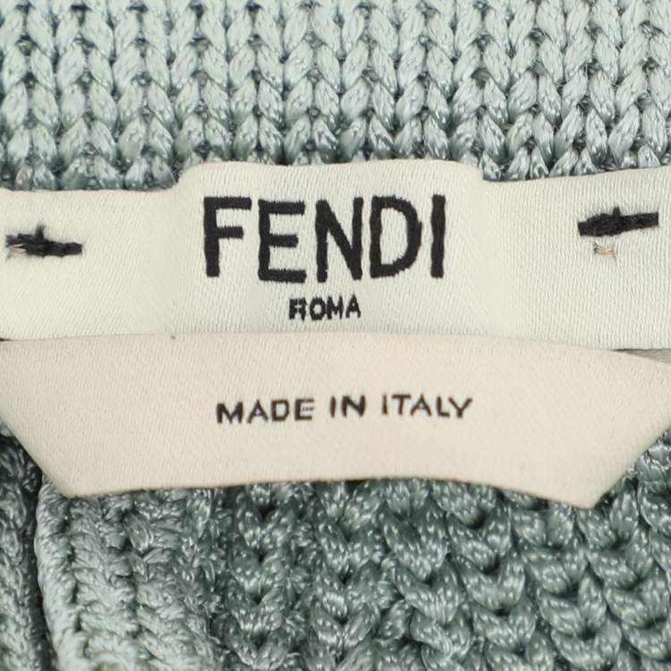 مملوكة مسبقًا Fendi Mint Blue Knit High Neck Half Sleeve T-Shirt M