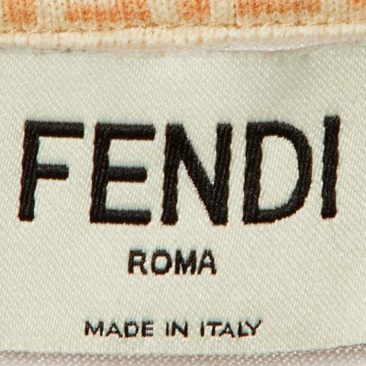 Pre Owned Fendi Pink Logo Embroidered Jersey Crop T-Shirt S