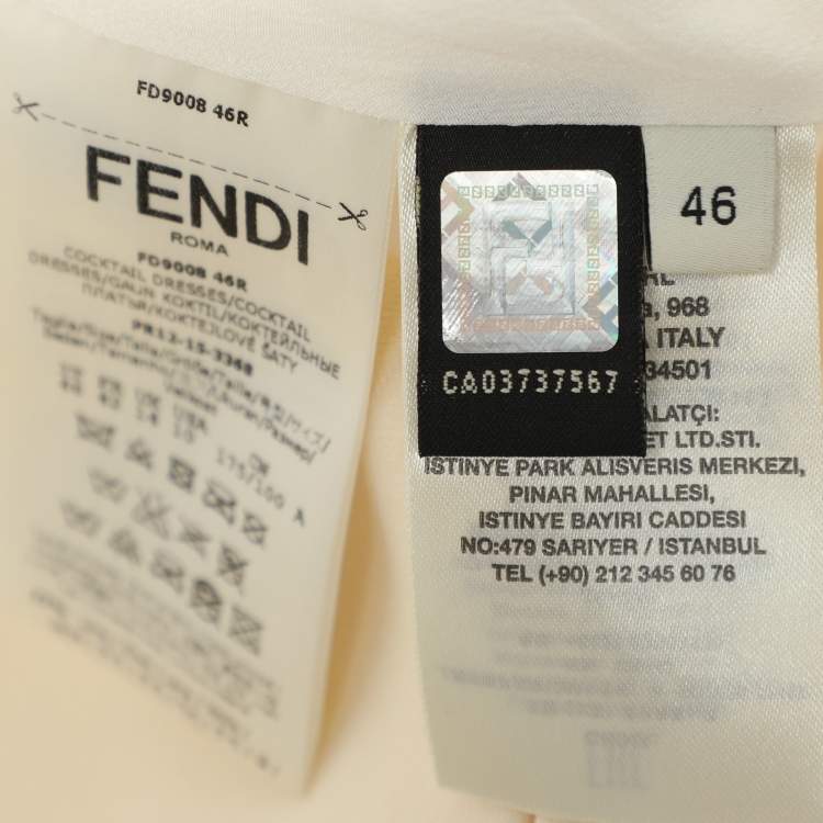 مملوكة مسبقًا Fendi Cream Wool Silk Flared Midi Dress L