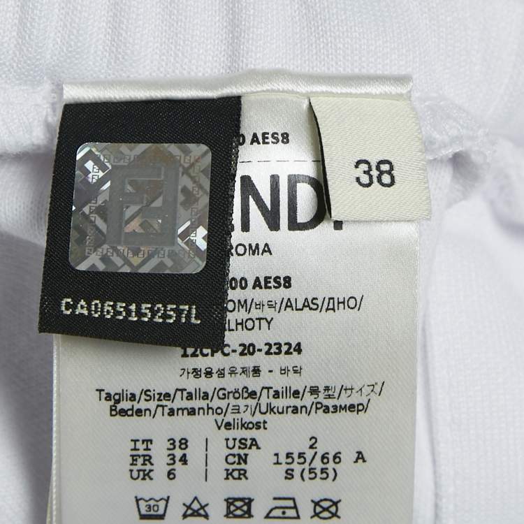 Pre Owned Fendi White Zucca Side Stripe Jersey Trackpants S