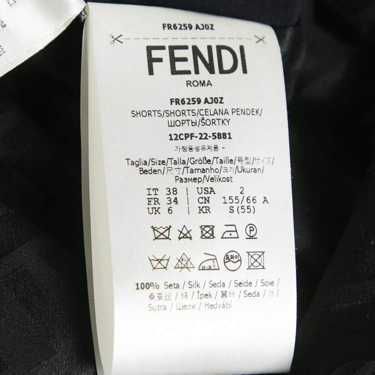 Pre Owned Fendi Black Zucca Pattern Silk Shorts S