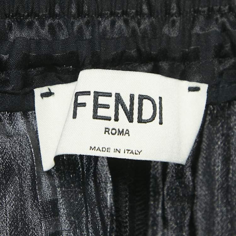 Pre Owned Fendi Black Zucca Pattern Silk Shorts S