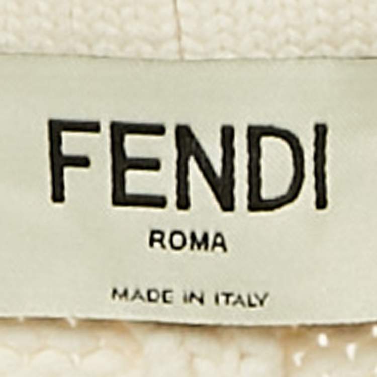 Pre Owned Fendi Beige Cotton Knit Wide-Leg Trousers S