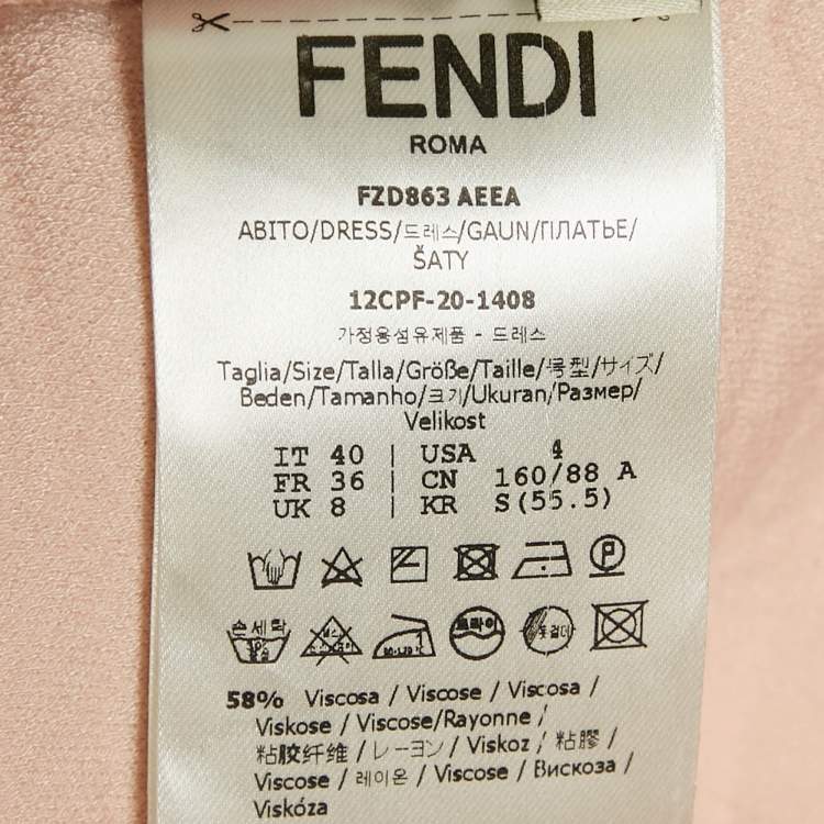 Pre Owned Fendi Pink Neoprene Quilted Mini Dress S