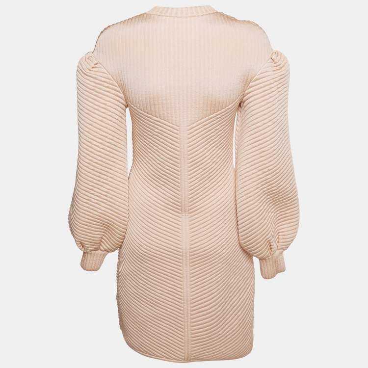 Pre Owned Fendi Pink Neoprene Quilted Mini Dress S