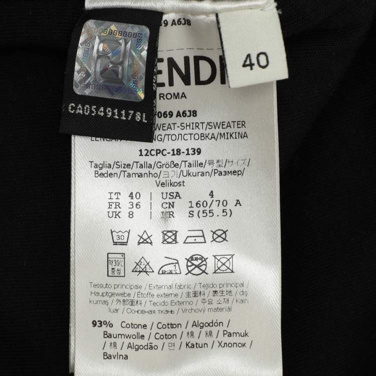 Pre Owned Fendi Black Cotton Knit Fendi Logo Track Jacket S
