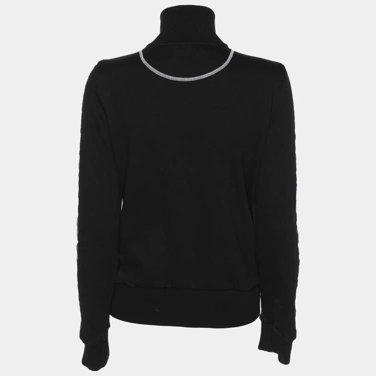 Pre Owned Fendi Black Cotton Knit Fendi Logo Track Jacket S