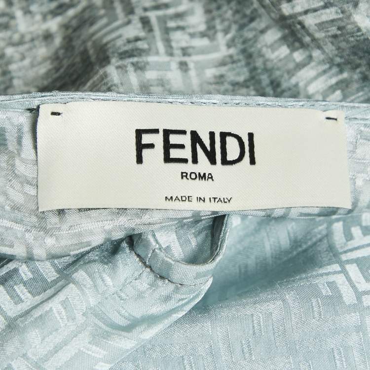 Pre Owned Fendi Blue Gradient Print Silk Chain Detail Sleeveless Aruf Maxi Dress S