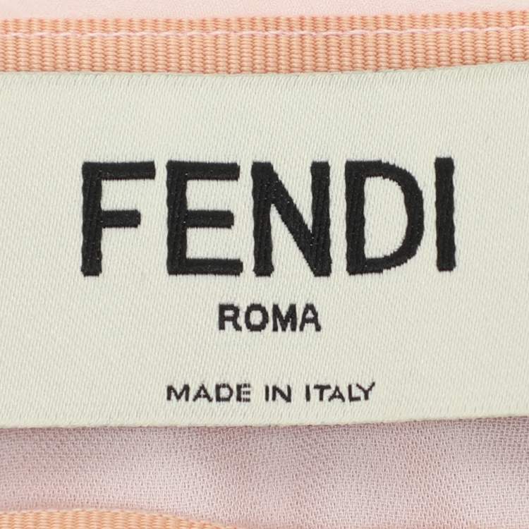 Pre Owned Fendi Pink/Green Silk Asymmetric Midi Skirt S 