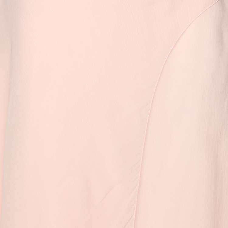 Pre Owned Fendi Pink/Green Silk Asymmetric Midi Skirt S 