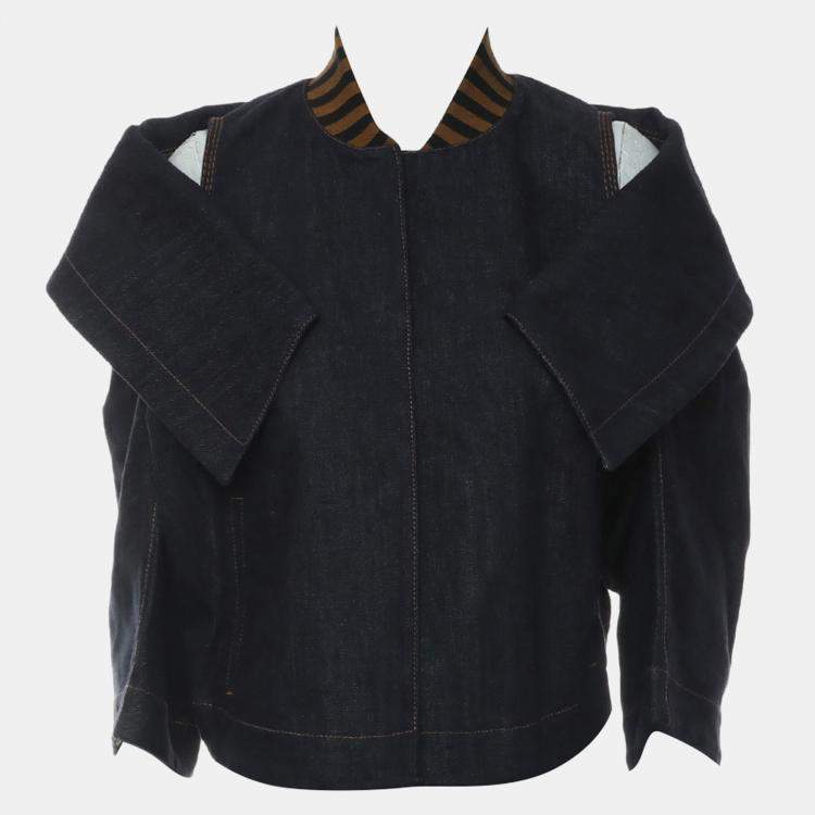 Pre Owned Fendi Denim Blue Shoulder Cut-Out Denim Jacket IT Women 42