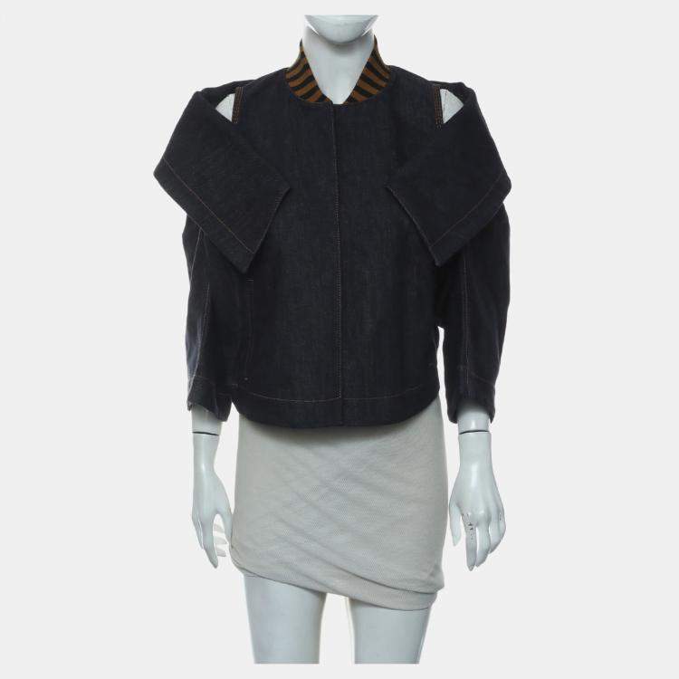 Pre Owned Fendi Denim Blue Shoulder Cut-Out Denim Jacket IT Women 42