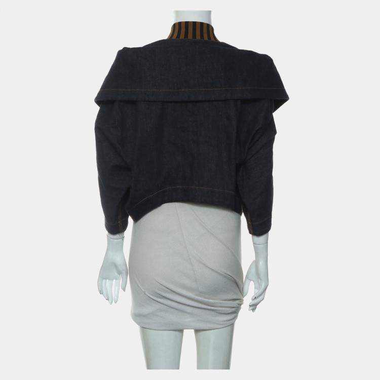 Pre Owned Fendi Denim Blue Shoulder Cut-Out Denim Jacket IT Women 42