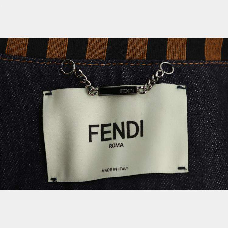 Pre Owned Fendi Denim Blue Shoulder Cut-Out Denim Jacket IT Women 42