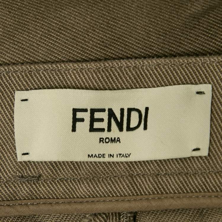 Pre Owned Fendi Beige Cotton Drill Cargo Pants S