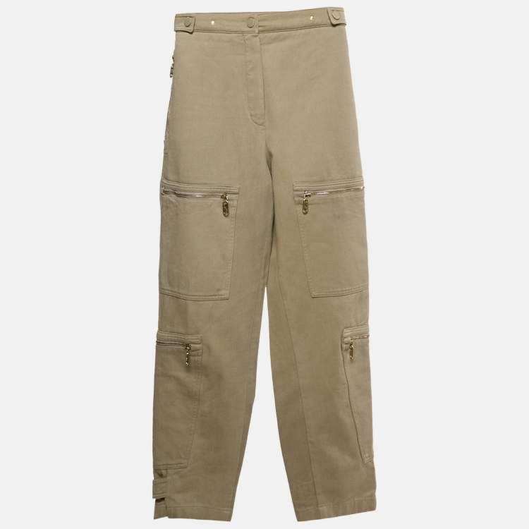 Pre Owned Fendi Beige Cotton Drill Cargo Pants S