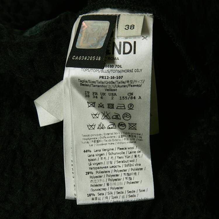 Pre Owned Fendi Black Floral Embroidered Wool Blend Blouse S