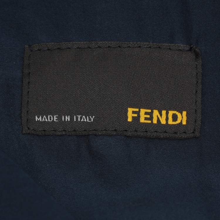 Pre Owned Fendi Navy Blue Silk Belted Dress S