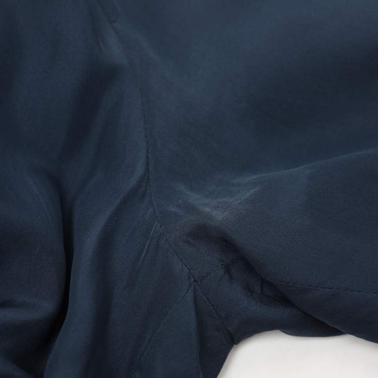 Pre Owned Fendi Navy Blue Silk Belted Dress S