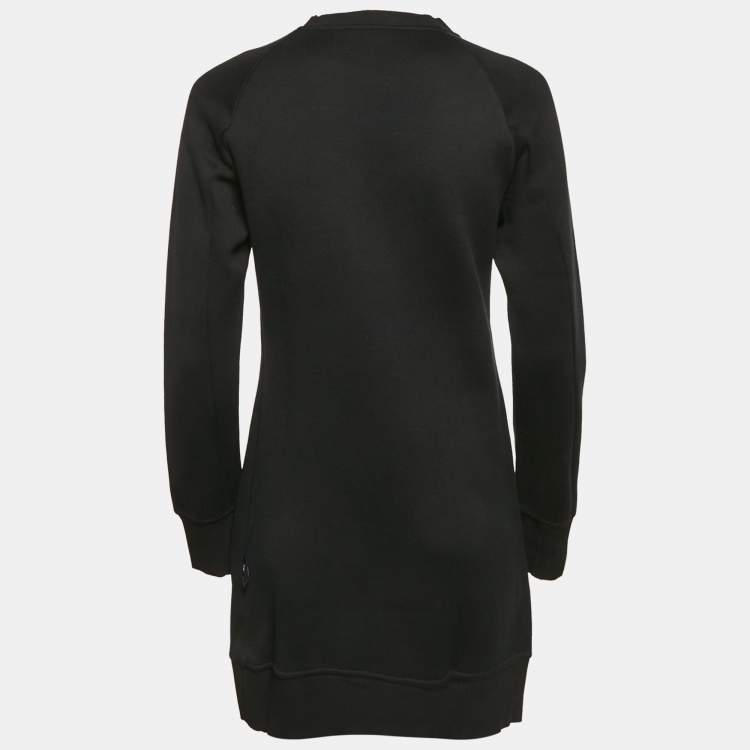 Pre Owned Fendi Black Monster Eye Patch Cotton Knit Sweater Dress S